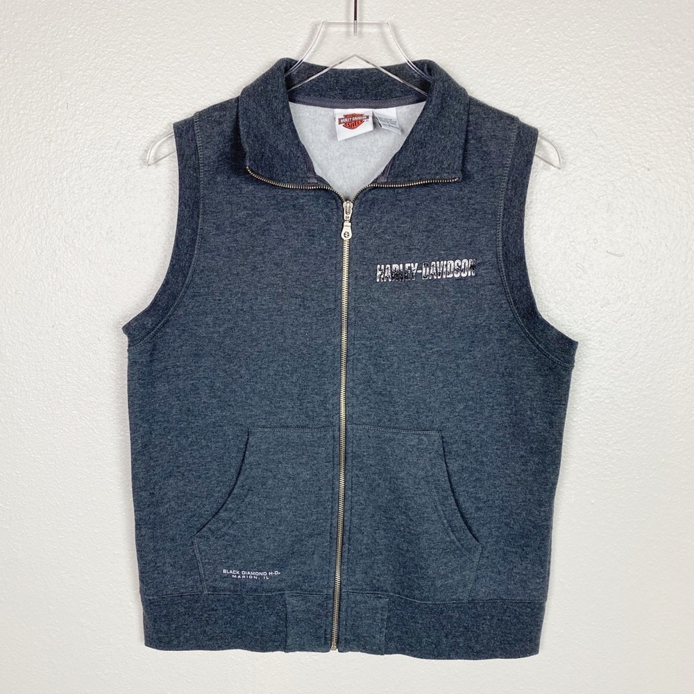 Harley Davidson Gray Zip Up Vest - Picture 1 of 8